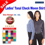 Devon & Jones® CrownLux Performance Ladies Tonal Mini Check Woven Shirt