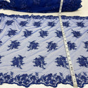 1 Yard Beaded Double Sided 3D Floral Lace Trimming 100% Polyester Net Mesh 21" Wide