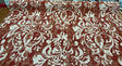 Mill Creek Moldavia Chenille Tapestry Upholstery Fabric - Ruby Red, Gold Floral Pattern, 56" Width (1 Yard)