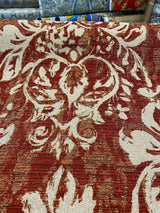 Mill Creek Moldavia Chenille Tapestry Upholstery Fabric - Ruby Red, Gold Floral Pattern, 56" Width (1 Yard)
