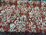 Mill Creek Moldavia Chenille Tapestry Upholstery Fabric - Ruby Red, Gold Floral Pattern, 56" Width (1 Yard)