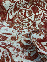 Mill Creek Moldavia Chenille Tapestry Upholstery Fabric - Ruby Red, Gold Floral Pattern, 56" Width (1 Yard)