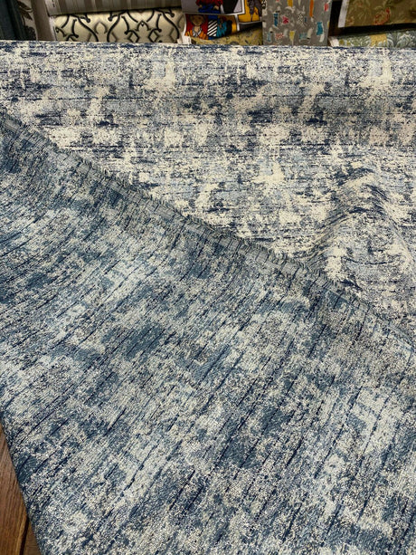 Swavelle Chenille Front Row Sea Blue Upholstery Fabric - Sea Blue, High Low Texture, 56" Width (1 Yard)