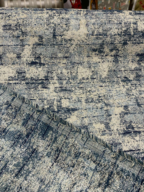 Swavelle Chenille Front Row Sea Blue Upholstery Fabric - Sea Blue, High Low Texture, 56" Width (1 Yard)