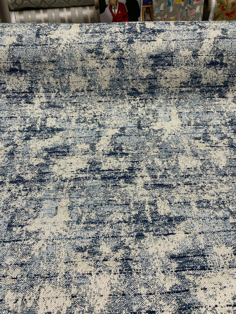 Swavelle Chenille Front Row Sea Blue Upholstery Fabric - Sea Blue, High Low Texture, 56" Width (1 Yard)