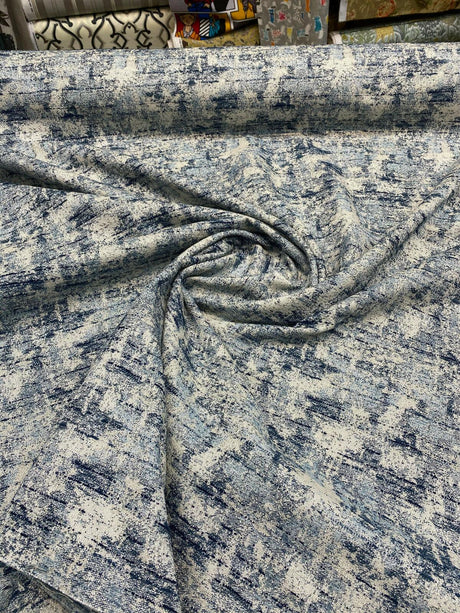 Swavelle Chenille Front Row Sea Blue Upholstery Fabric - Sea Blue, High Low Texture, 56" Width (1 Yard)