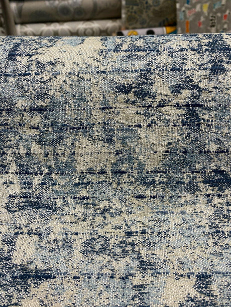 Swavelle Chenille Front Row Sea Blue Upholstery Fabric - Sea Blue, High Low Texture, 56" Width (1 Yard)