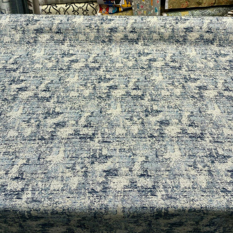 Swavelle Chenille Front Row Sea Blue Upholstery Fabric - Sea Blue, High Low Texture, 56" Width (1 Yard)