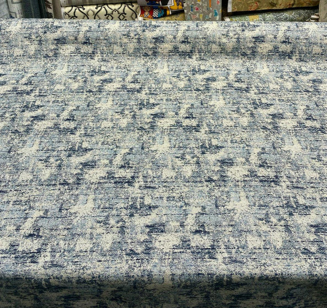 Swavelle Chenille Front Row Sea Blue Upholstery Fabric - Sea Blue, High Low Texture, 56" Width (1 Yard)