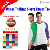 Next Level® Unisex Tri Blend Crewneck Three Quarter Sleeve Raglan Tee