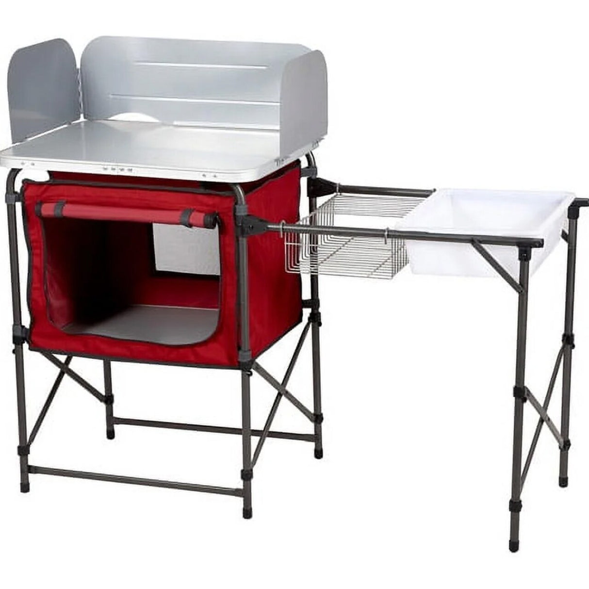 Ozark Trail TA-619 Camping Table – Silver & Red, 31" x 13" x 8.25"