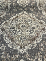 Eastview Steel Damask Chenille Upholstery Fabric - Steel Gray Brown Beige Black Damask, 57" Width (By The Yard)