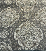 Eastview Steel Damask Chenille Upholstery Fabric - Steel Gray Brown Beige Black Damask, 57" Width (By The Yard)