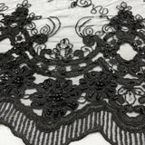 Beaded Corded Bridal Lace Black