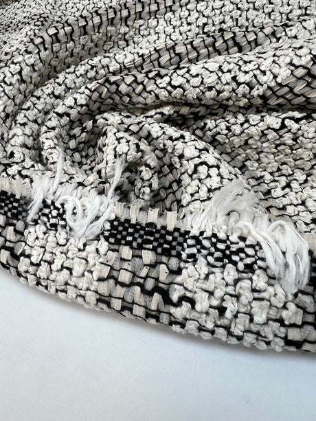 Wool Tweed Suit Fabric White Beige Black