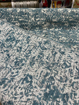 Mill Creek Beecher Chenille Upholstery Fabric - Aqua Teal Damask Inspired Pattern, 54" Width (1 Yard)