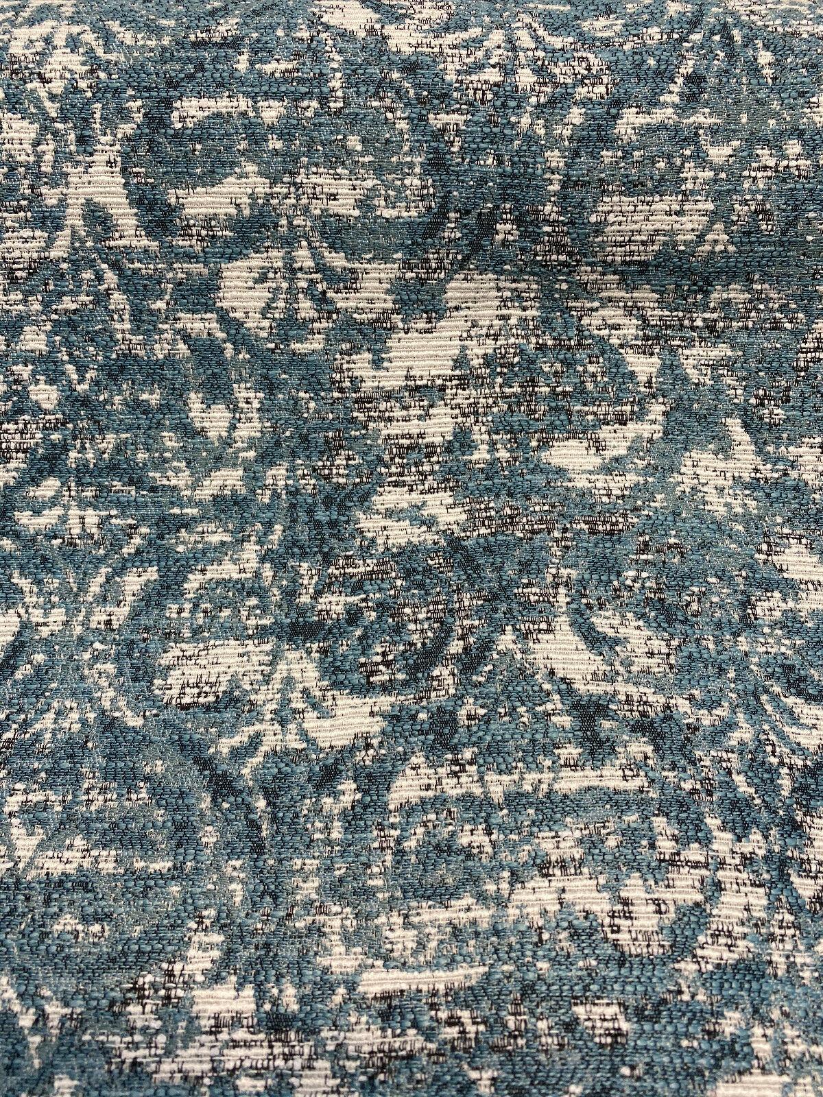 Mill Creek Beecher Chenille Upholstery Fabric - Aqua Teal Damask Inspired Pattern, 54" Width (1 Yard)