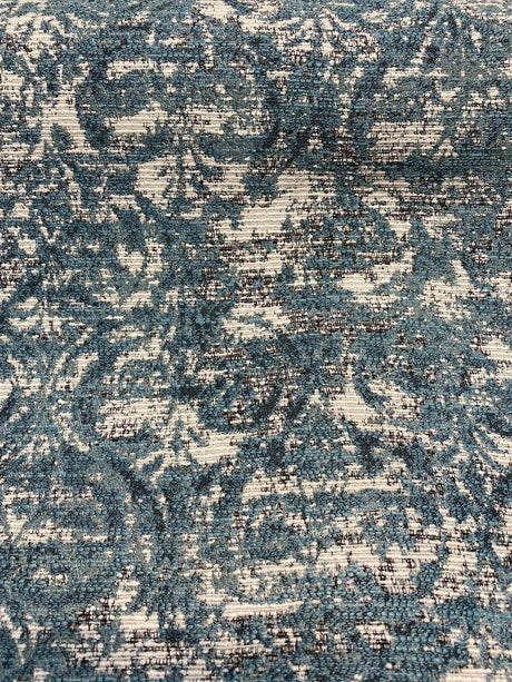 Mill Creek Beecher Chenille Upholstery Fabric - Aqua Teal Damask Inspired Pattern, 54" Width (1 Yard)