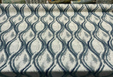 Off The Rails Trellis Chenille Polyester Fabric - Pacific Blue, White, Indigo Blue Trellis, 58" Width (1 Yard)