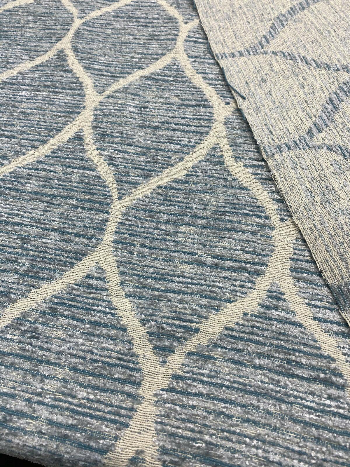 Modern Movement Chenille Fabric - Trellis, Soft Sky Blue, 56.5" Width (1 Yard)