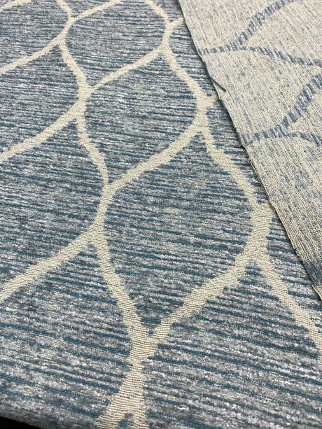 Modern Movement Chenille Fabric - Trellis, Soft Sky Blue, 56.5" Width (1 Yard)