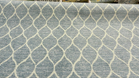 Modern Movement Chenille Fabric - Trellis, Soft Sky Blue, 56.5" Width (1 Yard)