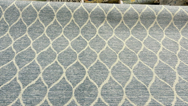 Modern Movement Chenille Fabric - Trellis, Soft Sky Blue, 56.5" Width (1 Yard)