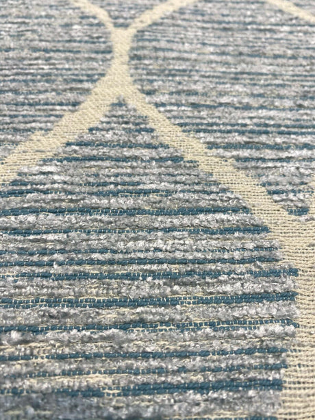 Modern Movement Chenille Fabric - Trellis, Soft Sky Blue, 56.5" Width (1 Yard)