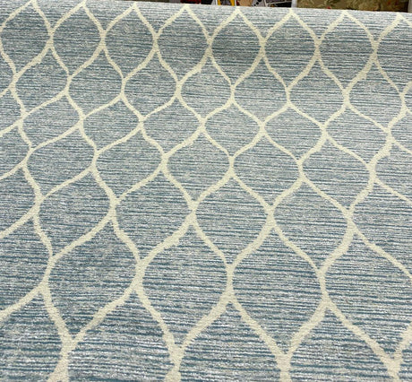 Modern Movement Chenille Fabric - Trellis, Soft Sky Blue, 56.5" Width (1 Yard)