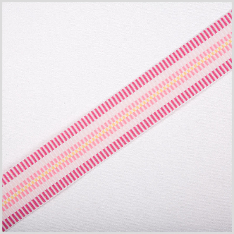Pink/Yellow/White Striped Grosgrain Ribbon