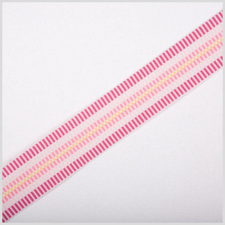 Pink/Yellow/White Striped Grosgrain Ribbon