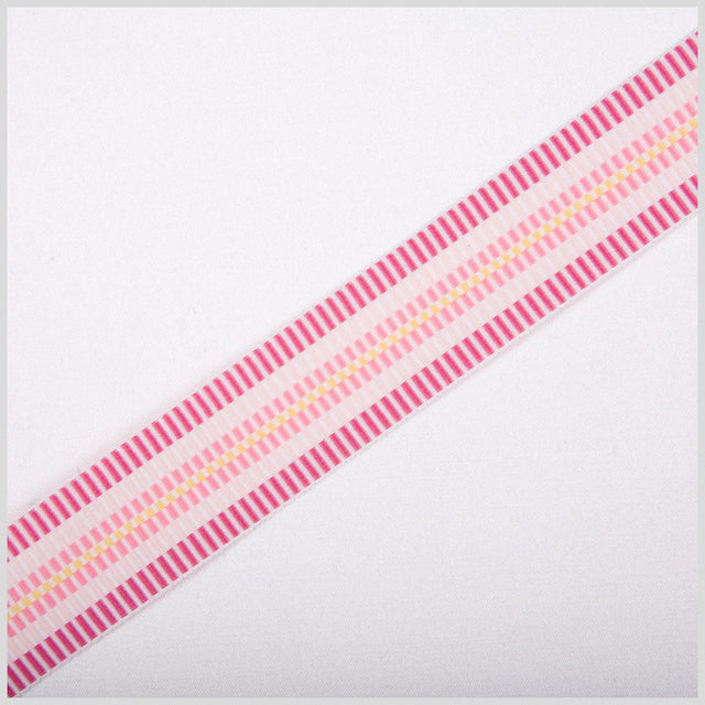 Pink/Yellow/White Striped Grosgrain Ribbon