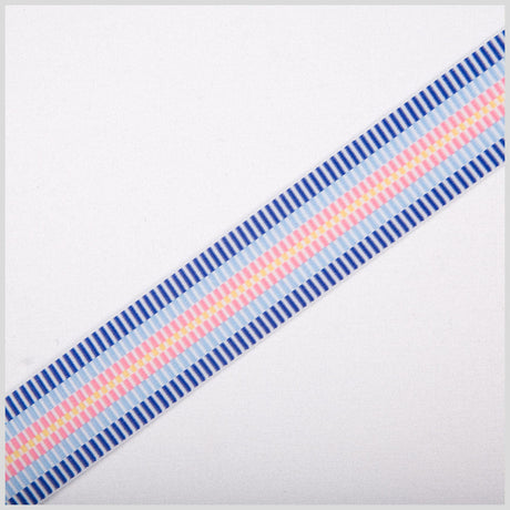 Blue/Pink/Yellow Striped Grosgrain Ribbon