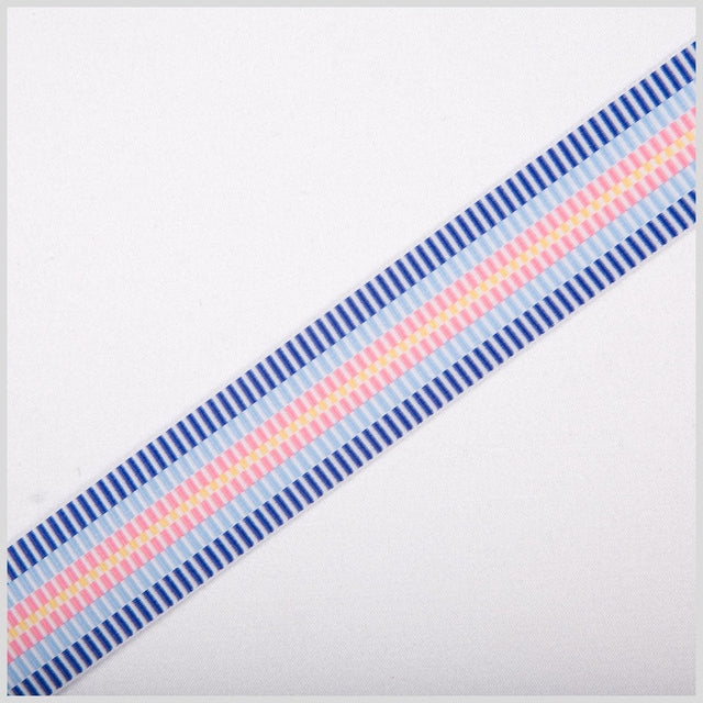 Blue/Pink/Yellow Striped Grosgrain Ribbon