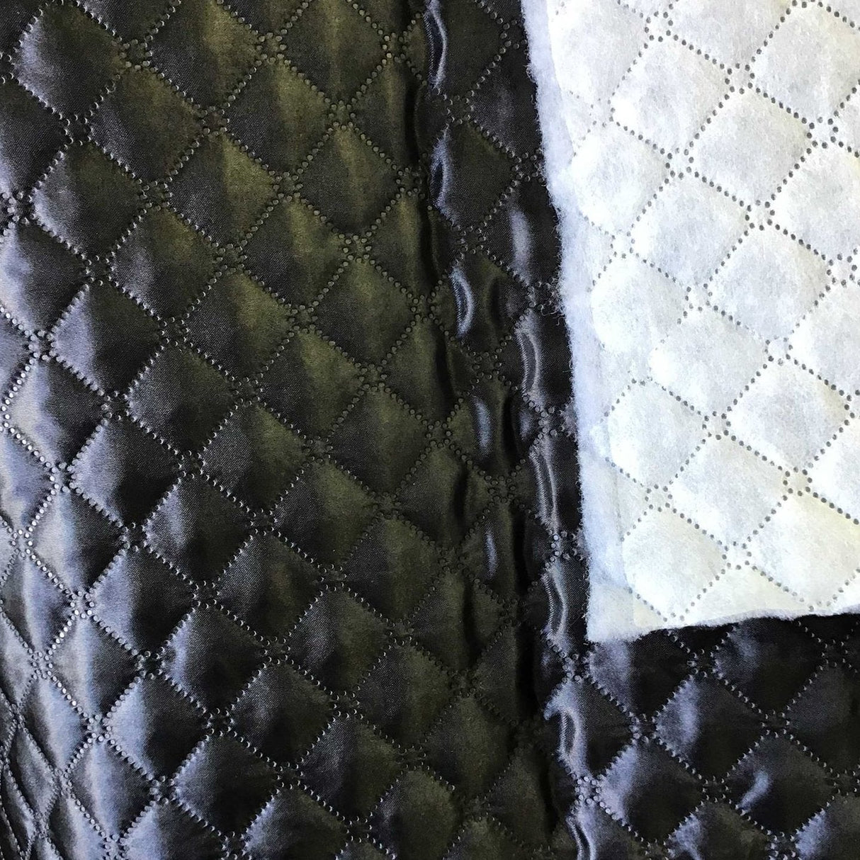 Polyester Quilted Padded Lining Black Fabric