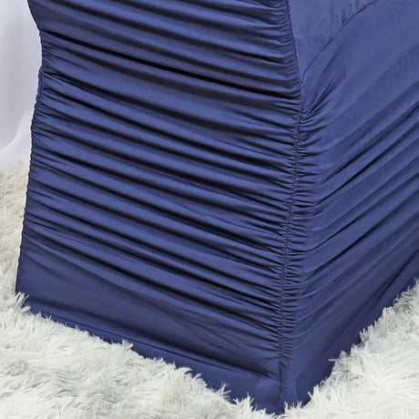 1 Piece Navy Blue Rouge Chair Cover, Ruffled Stretch Spandex for Banquet Chairs