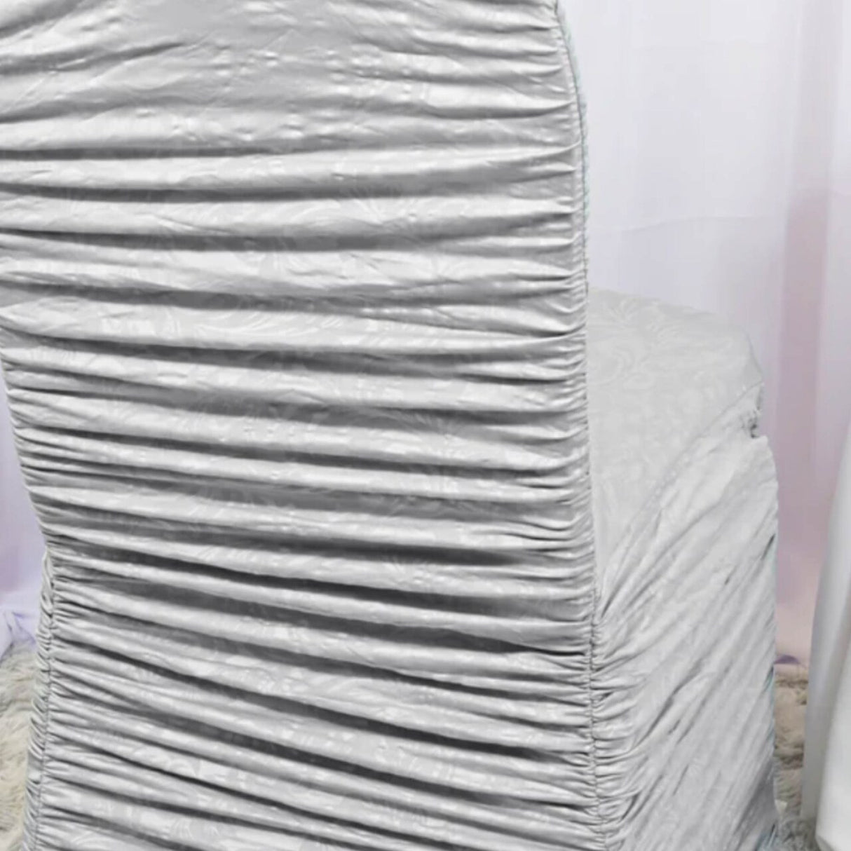 1 Piece Retro Rouge Embossed Spandex Event Chair Cover Silver