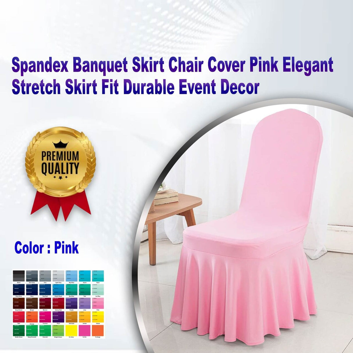 Spandex Banquet Skirt Chair Cover Pink Elegant Stretch Skirt Fit Durable Event Decor