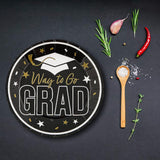 25 Count Black Way to Go Grad Paper Dessert Plates Graduation Supplies 7 1/4 Inch