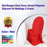 1 Piece Red Banquet Chair Cover, Stretch Polyester Slipcover for Weddings & Events