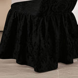 1 Piece Black Floral Damask Jacquard Polyester Banquet Skirt Chair Cover for Elegant Events