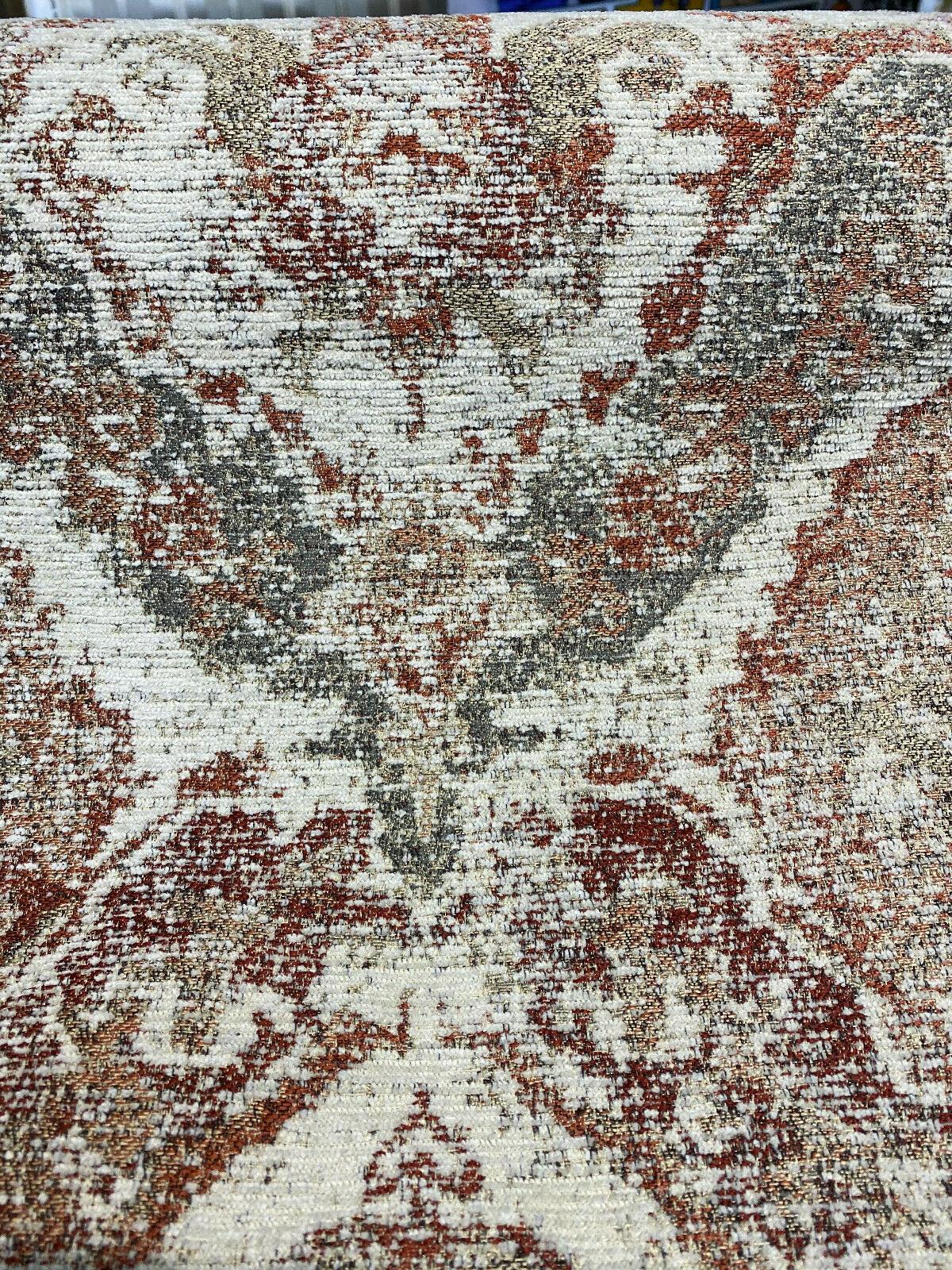 Latham Chenille Upholstery Fabric - Brick Red Damask, 57" Width (1 Yard)