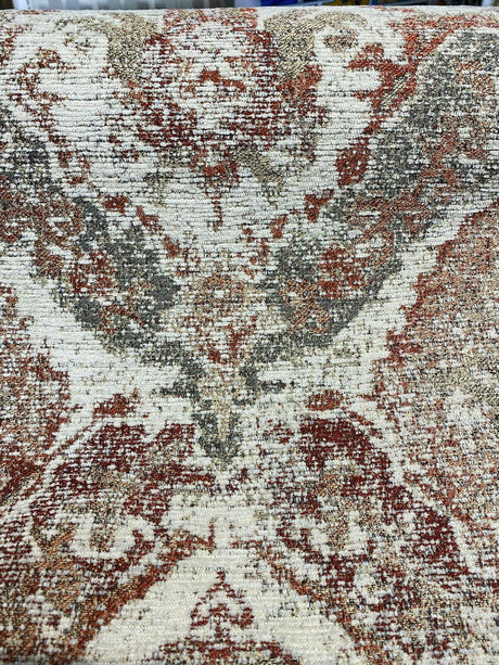 Latham Chenille Upholstery Fabric - Brick Red Damask, 57" Width (1 Yard)