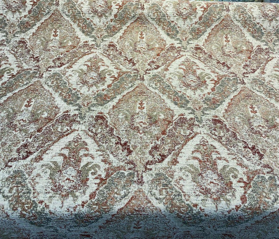 Latham Chenille Upholstery Fabric - Brick Red Damask, 57" Width (1 Yard)