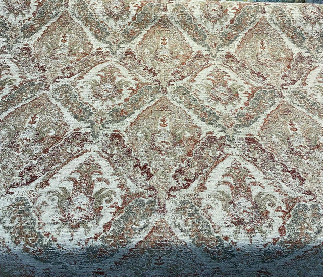 Latham Chenille Upholstery Fabric - Brick Red Damask, 57" Width (1 Yard)