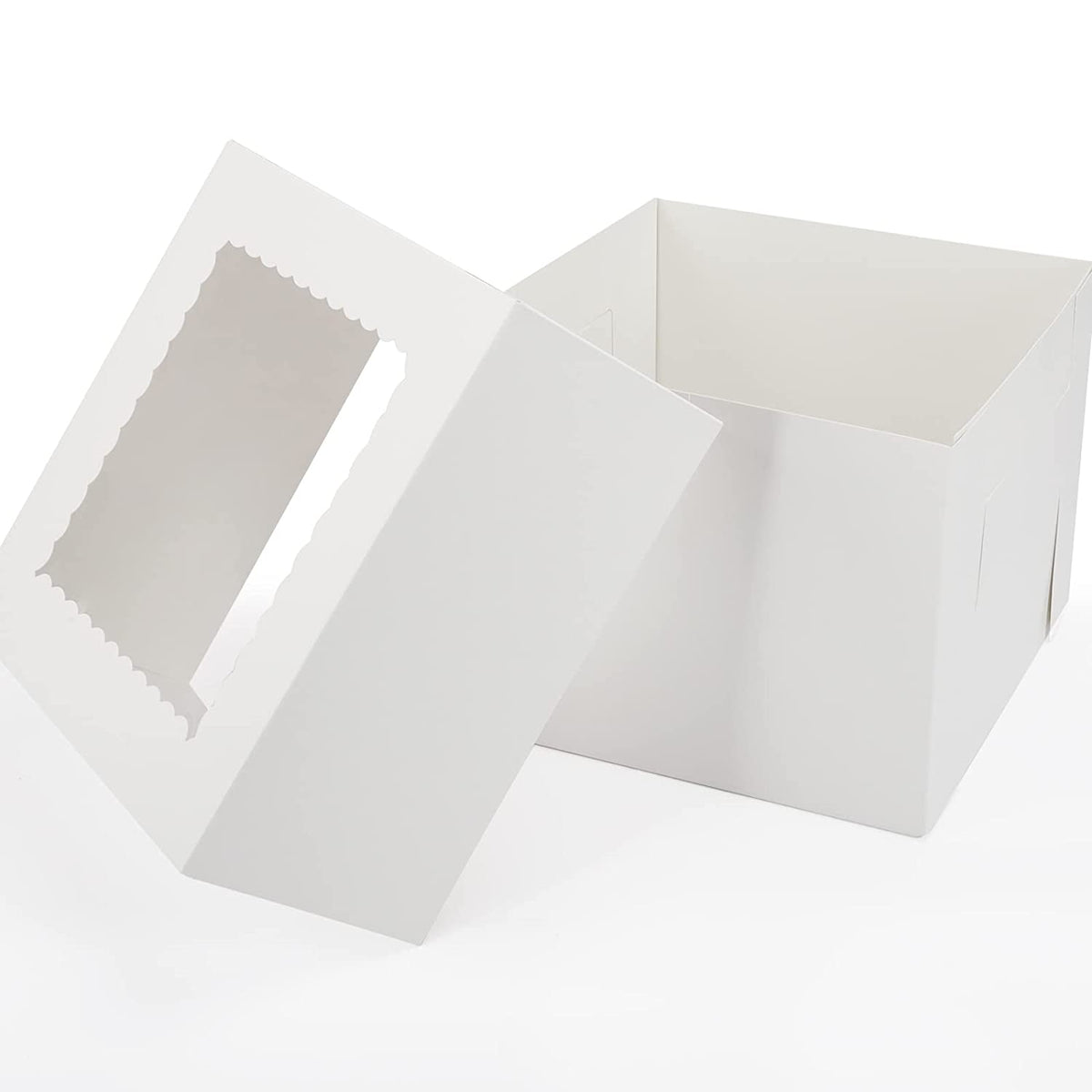 10 x 10 x 8" White Bakery Boxes with Window Pastry Boxes for Cakes, Cookies and Desserts