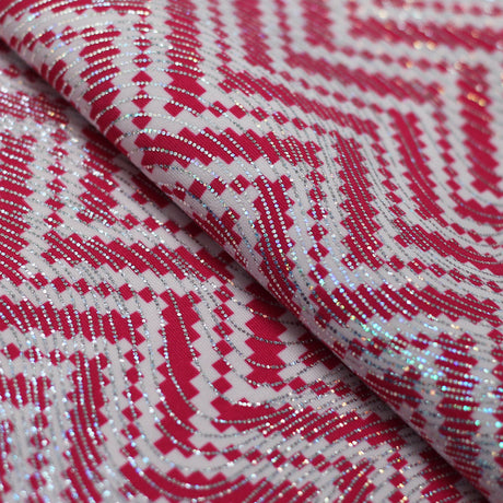 Zig Zag Racer Foil Polyester Spandex Fabric - Sparkly Chevron Foil Print, 58/60" Width (1 Yard)