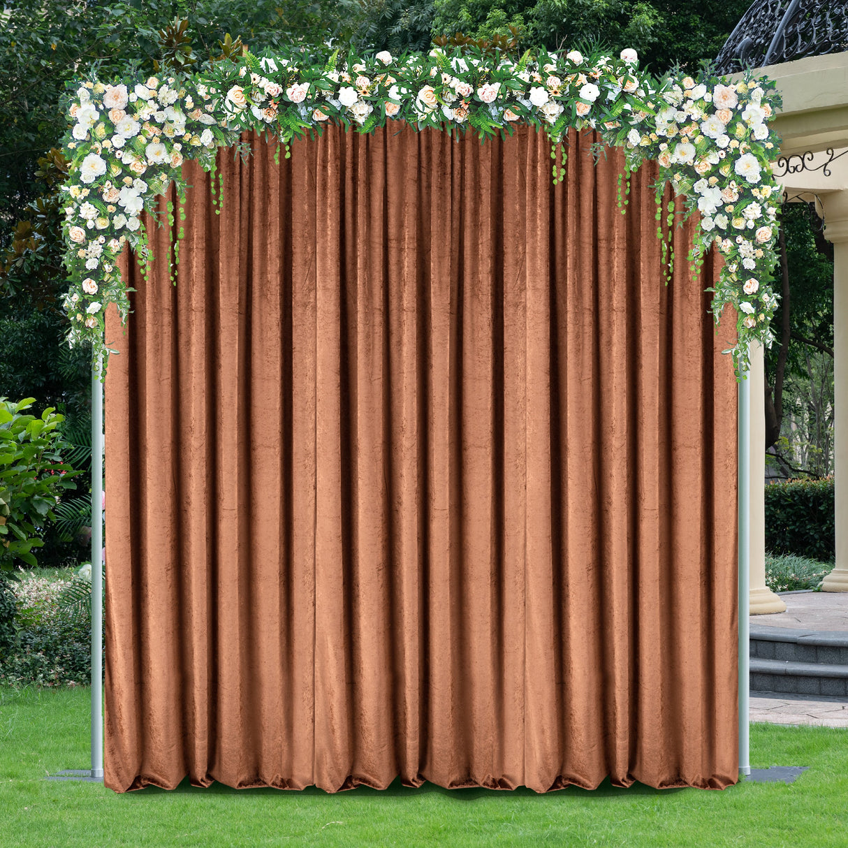 Crushed Velvet Backdrop Drape Panel 16 ft x 57 in Copper