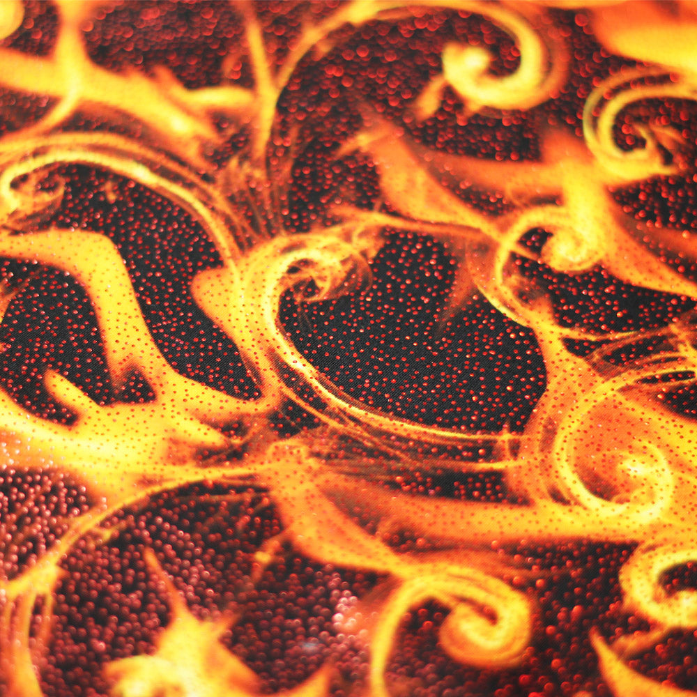 Fire Tornado Nylon Spandex Fabric - Fire Flame Print, Orange/Red Foil, Pink/Pink Foil, Blue/Royal Foil, 58/60" Width (1 Yard)