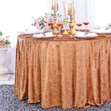 Round Crushed Velvet Tablecloth 132 Copper
